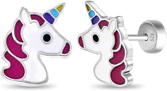 Amazon.com: Sterling Silver Multi-color Unicorn Earrings